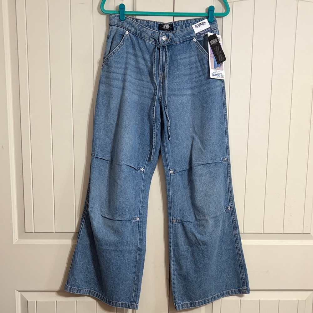 Rewash Light Blue Wide-Leg Drawstring Jeans Size 7/28 NWT light wash
